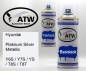 Preview: Hyundai, Platinum Silver Metallic, Y6S / Y7S / YS / T8S / T8T: 400ml Sprühdose + 400ml Klarlack - Set, von ATW Autoteile West.